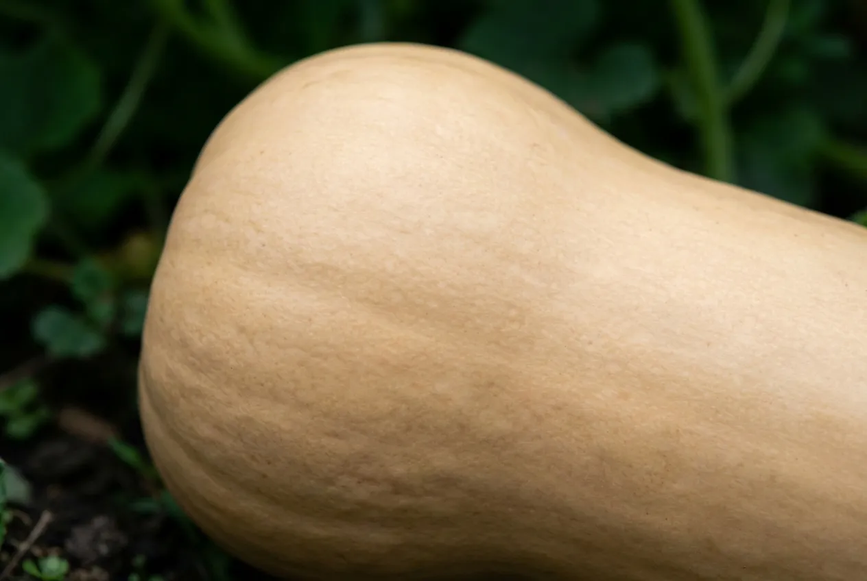 Combien de butternut par pied : tout sur le rendement Gros plan sur une courge butternut mûre prête à la récolte